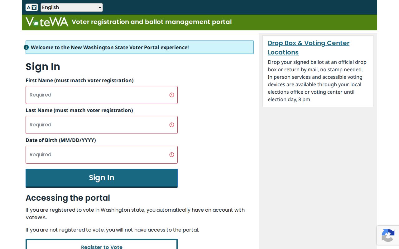 Bothell West voter registration records lookup on VoteWA